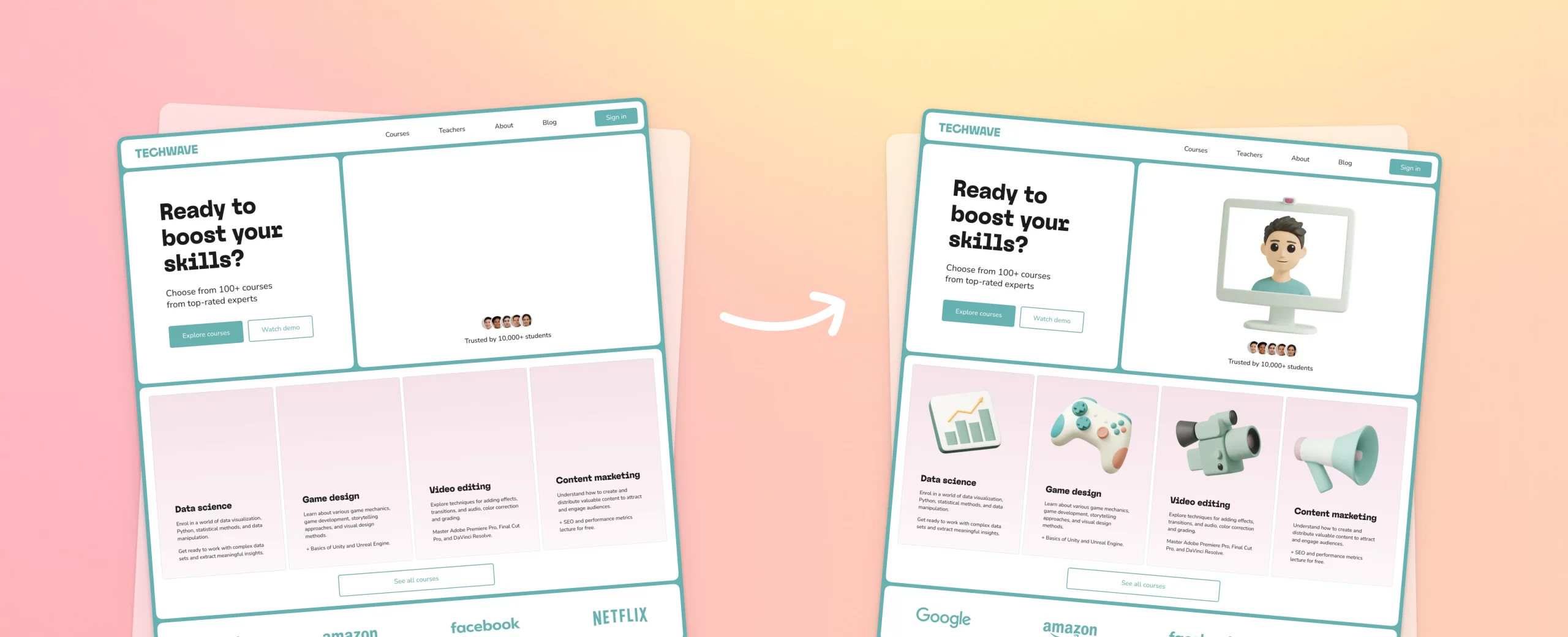 How to create perfect matching visuals for an online course landing page cover image